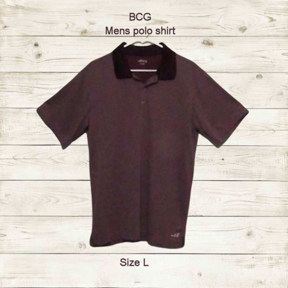 Bcg size L mens  polo shirt heather burgundy short sleeves
